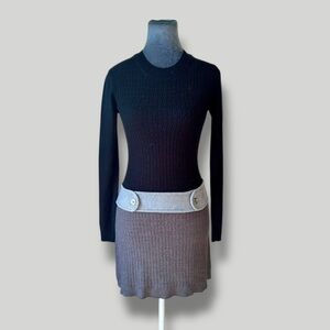 Micro mini low rise faux belt long sleeve knit sweater dress BCX Small Retro Mod